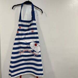 Rue Montmartre Nautical Apron Blue White Stripe Kangaroo Pocket Taste Of Sea